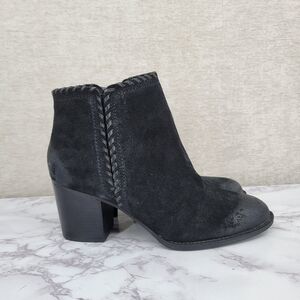Sofft Black Suede Heeled Ankle Boots